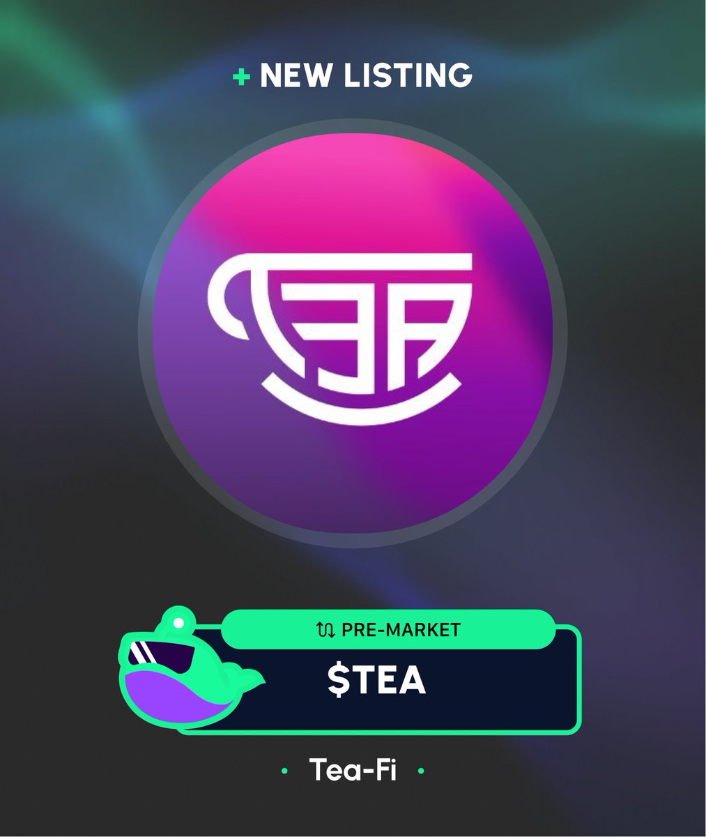 whaleslisting's tweet image. 🐳 NEW LISTING: $TEA Pre-Market

Take a cup of $TEA before the Halloween party 🎃 @TeaFi_Official

whales.market/premarket/TEAFI