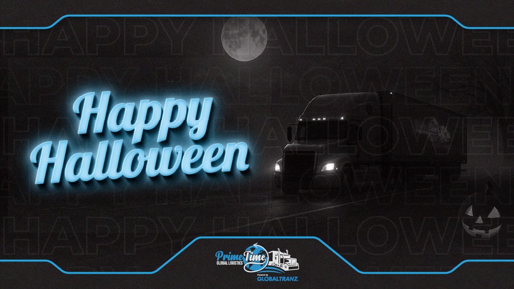shipprimetime's tweet photo. On this foggy #Halloween night, as pumpkins glow and shadows stretch across the road, PrimeTime keeps your freight and shipments moving safely through the mist and spooky roads. No tricks here, just reliable and on-time deliveries. #HappyHalloween 🌙🎃 https://t.co/XoZs9bk0oO