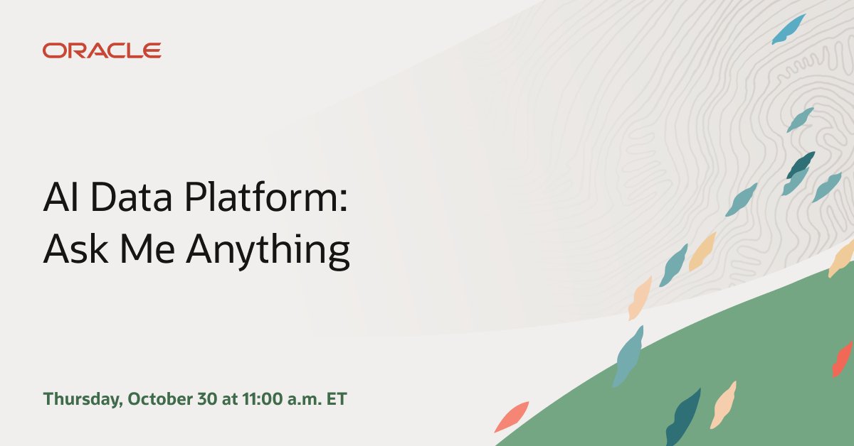 Join product experts in this "Ask Me Anything" style webinar to learn all about the newly-announced Oracle AI Data Platform. social.ora.cl/60127GvOk