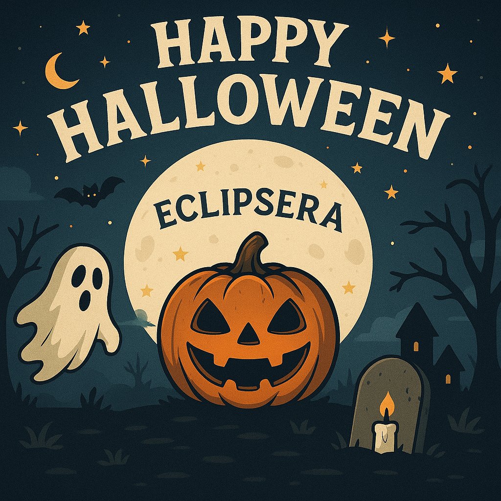 🎃 Happy Halloween from Eclipsera 👻

The monsters are on the loose… and so are the Eclipsera Stake Pass NFTs🪙
Catch them before they vanish for good 🌖 mint yours and secure your spot among the stakers.

opensea.io/collection/ecl…

⏳ Eclipsera Stake Pass Mint ends November 19