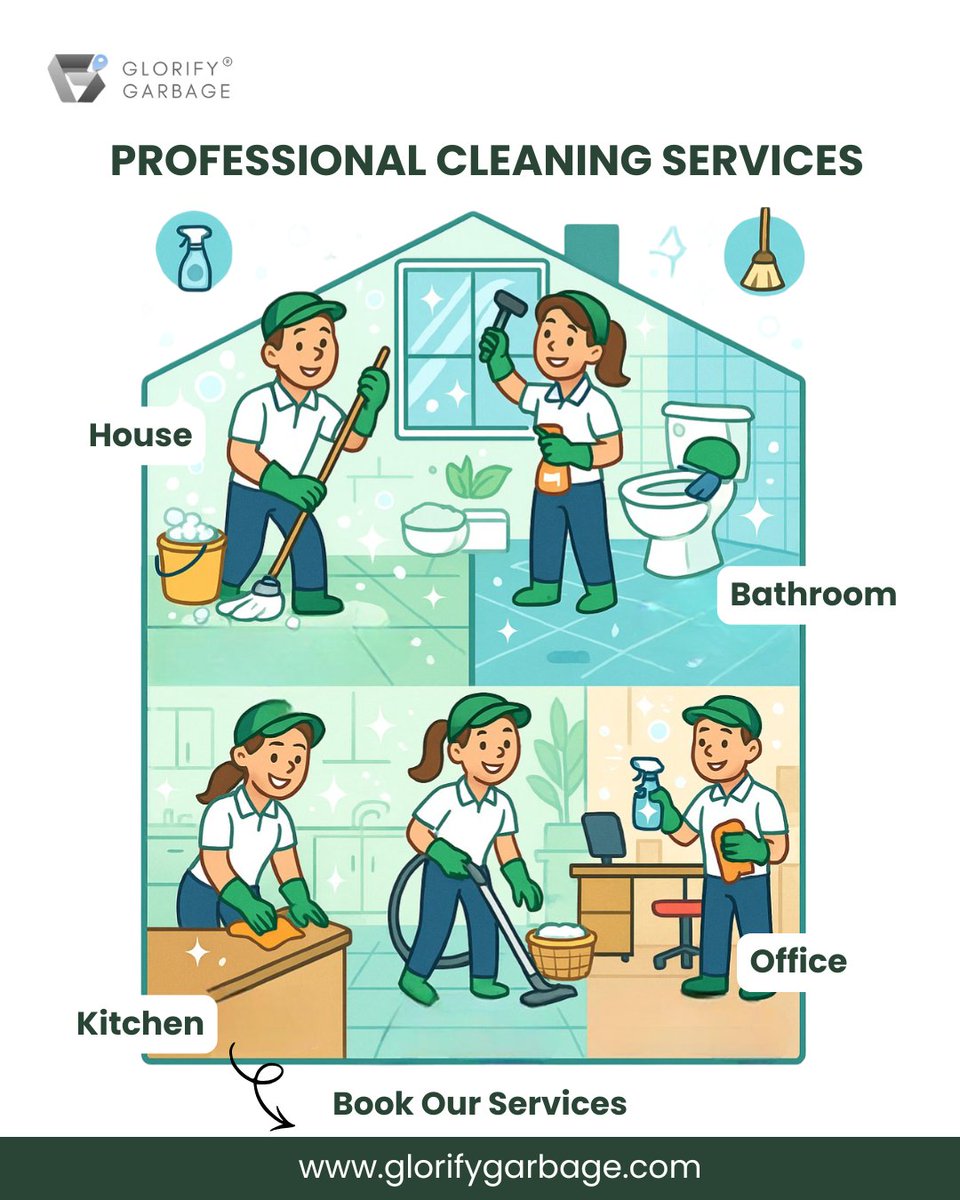 GlorifyGarbage's tweet photo. Glorify Garbage gives professional cleaning services.
We clean your house, kitchen, bathroom, and office — and make them shine like new.

Book our services.
https://t.co/jPVLzfklsi

#glorifygarbage #cleaningservices #homecleaning #officecleaning #ecofriendlycleaning #delhincr https://t.co/T3yfiuyrtC