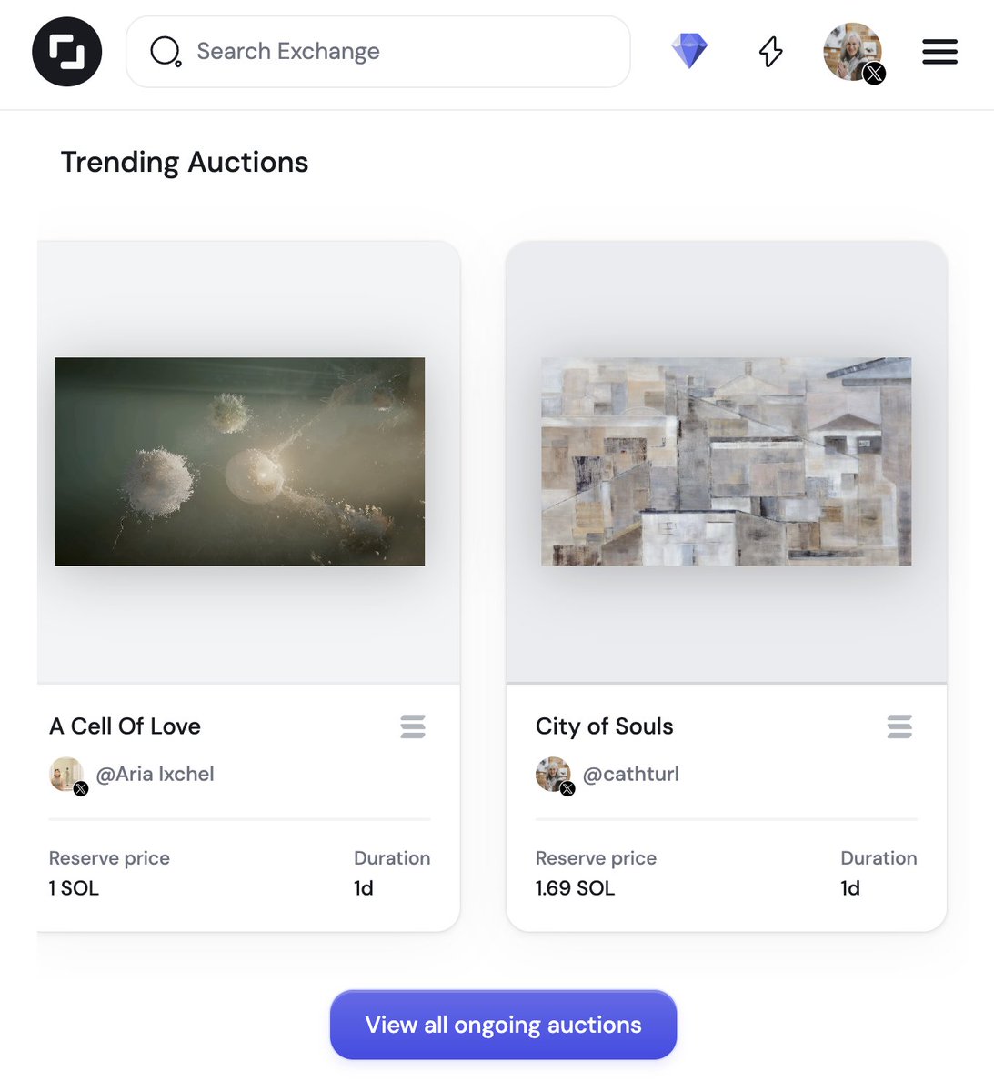wow 😮

honoured to see “City of Souls” on <a href="/exchgART/">Exchange Art</a> homepage under Trending Auctions! 

check it out!! 

🔗👇
