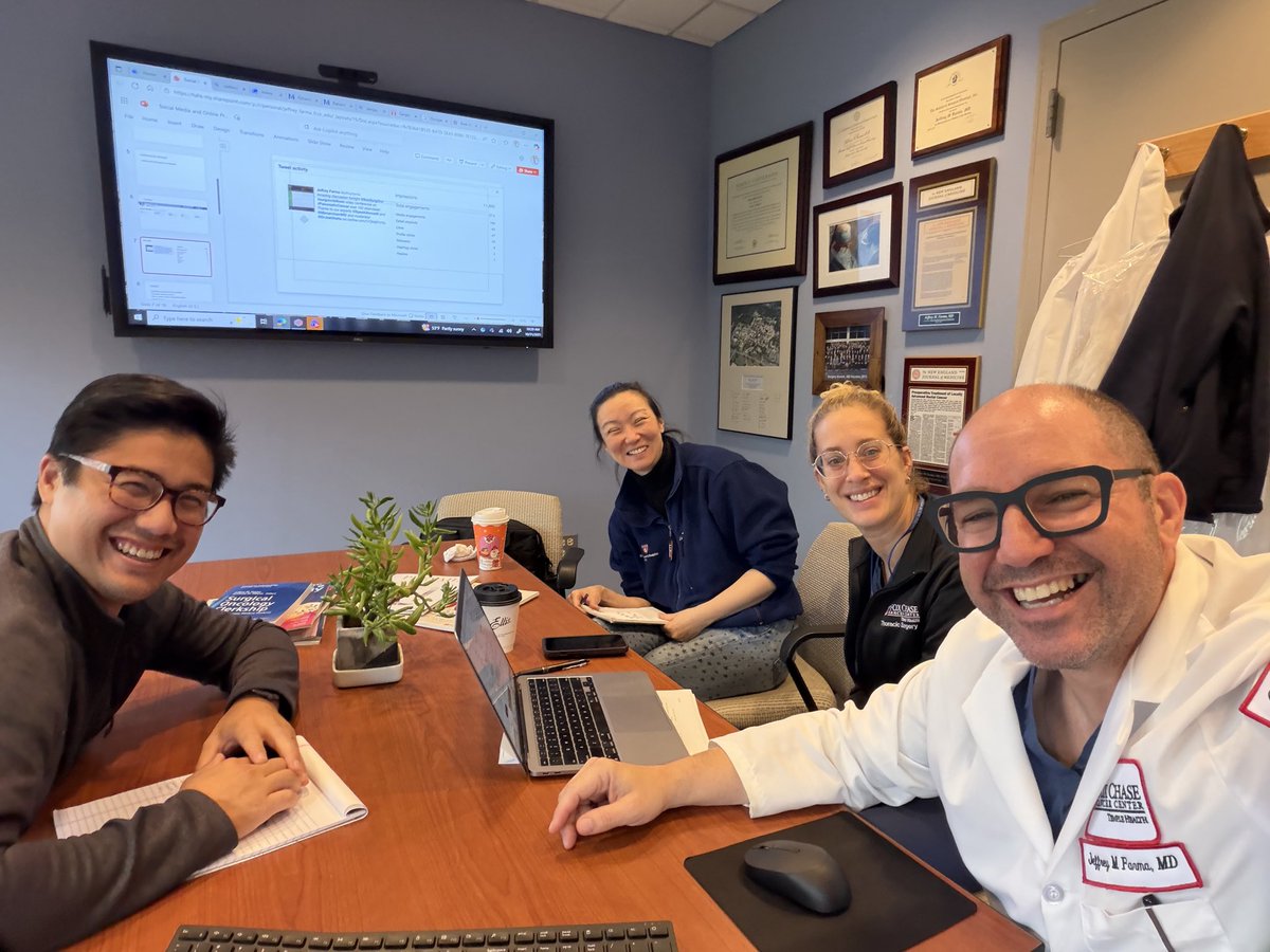 JeffreyFarma's tweet image. Great meeting with our amazing #Thoracic team @FoxChaseCancer discussing #SocialMedia @AmCollSurgeons @AATSHQ @AcademicSurgery @UnivSurg @SocSurgOnc