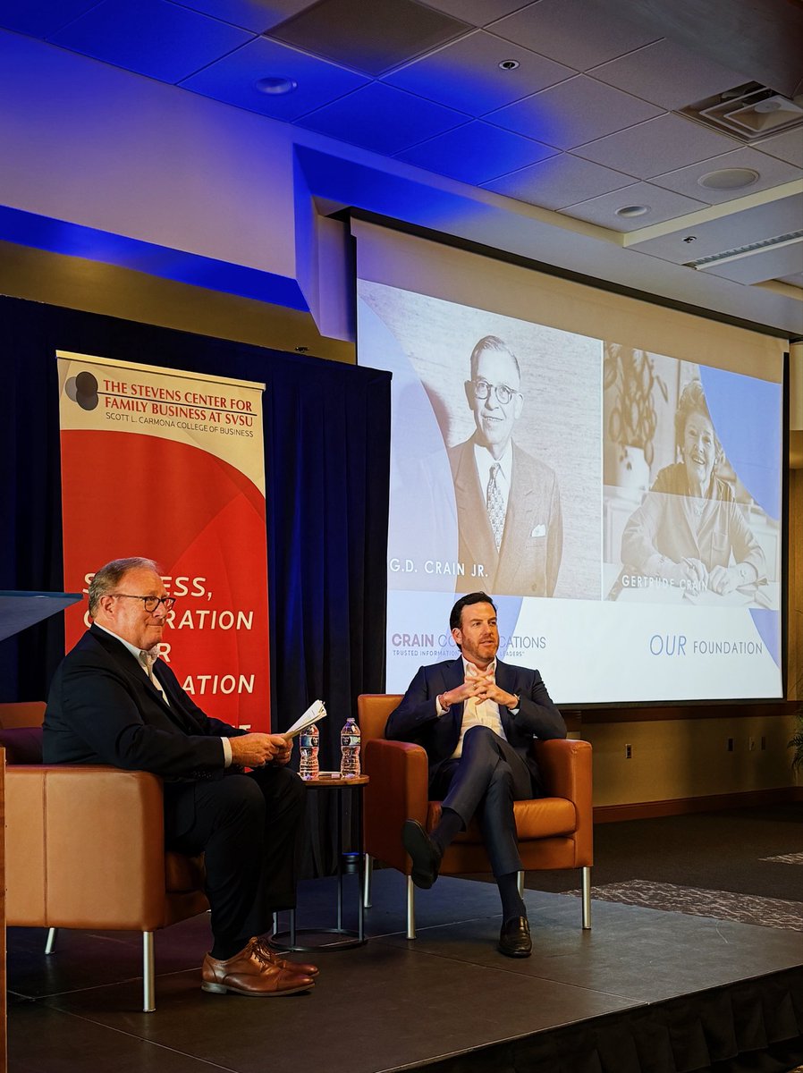 CrainComm's tweet image. Our President and CEO @kccrain shared the Crain Communications story in a candid conversation with members of the Stevens Center for Family Business community at @SVSU. We’re proud to be part of conversations that celebrate the leadership and legacy of family enterprises.