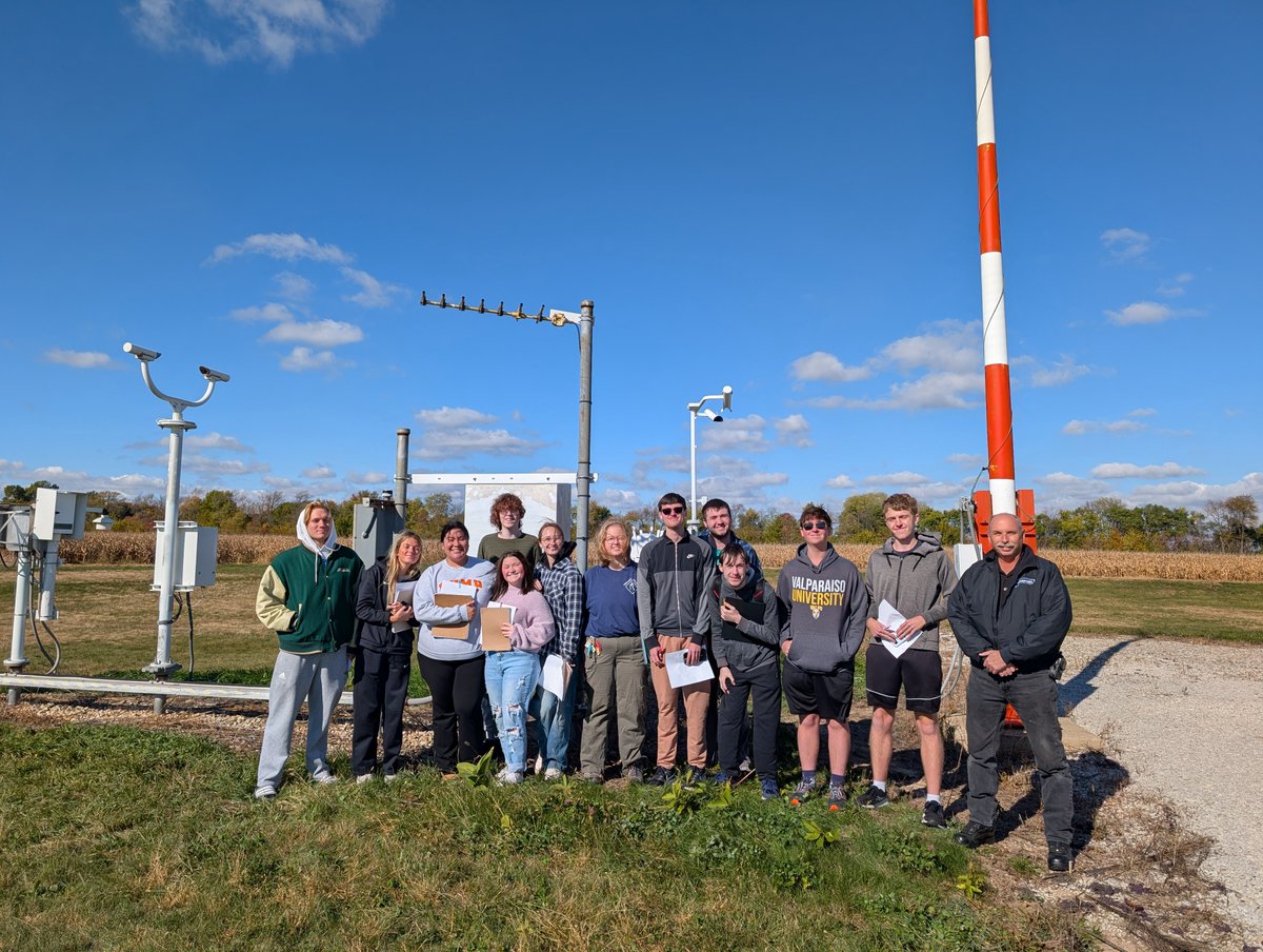 FlyVPZ's tweet photo. Prof. of Meteorology, Dr. Katelyn Barber, and her MET 216 Class from Valparaiso University, toured the Airport's ASOS Weather Collection Array today. Wx conditions at VPZ were CAVU, and our future Meteorolgists observed many aircraft operations during the tour. https://t.co/UJKMgskQZC