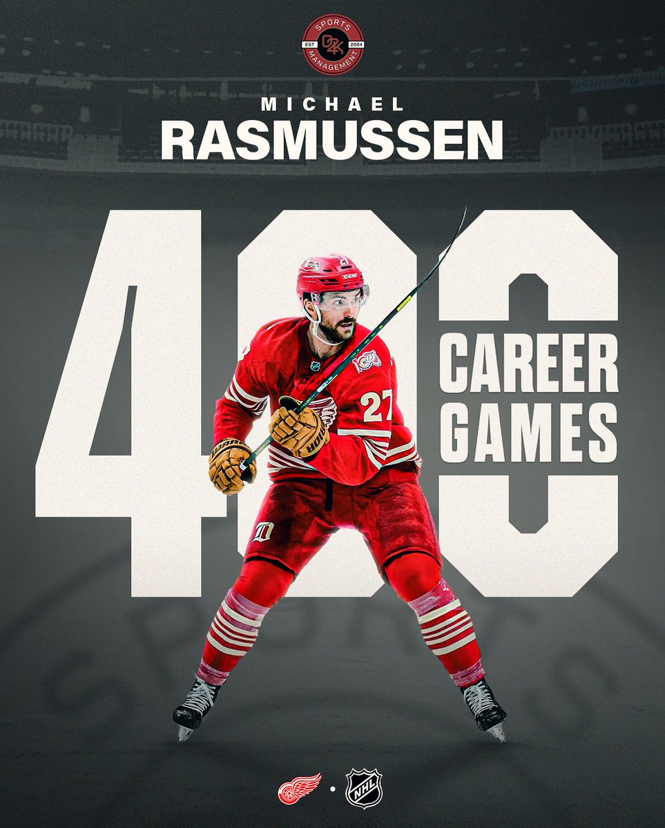 Congratulations to O2K client Michael Rasmussen on skating in NHL game 400 with the <a href="/DetroitRedWings/">Detroit Red Wings</a>! Here's to many more!

#LGRW