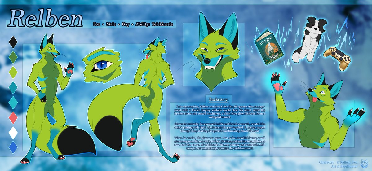 relbenfox's tweet image. Heyo everybody! This is Relben’s new and improved HD Reference Sheet! My old one only had the basic look, this one is more in depth and lore accurate! This is how I envisioned him being.
I wouldn’t have this beautiful ref sheet without x.com/bluehunterart?…
Check them out!