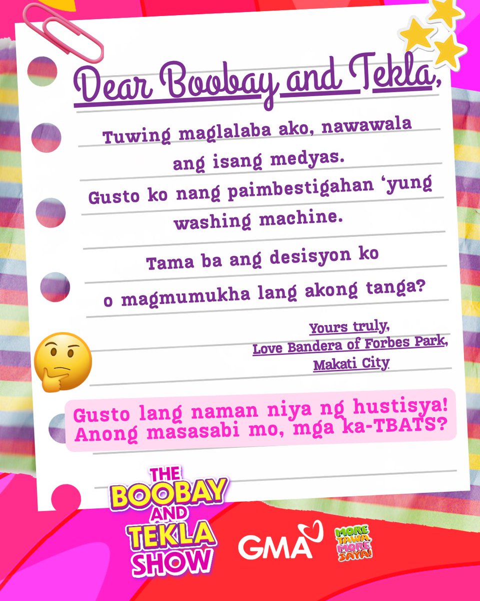 gtvphilippines's tweet image. Dear Anon, parang iba na yata ‘to sizzy! 😭

Kayo na ang humusga, mga ka-#TBATS! I-comment mo na ang opinyon mo! ⬇️

#DearBoobayAndTekla