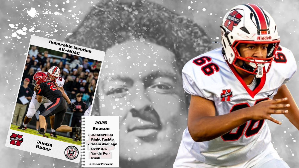 Congratulations to Justin Bauer on being named All MOAC Honorable Mention as a Freshman starting all 10 games at RT and being a consistent impact upfront! 

#DTR #HonorForever