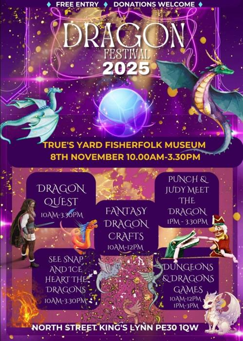 Dragon Festival 2025 is coming to True's Yard! Lots of free family-friendly activities. Come along and join in the fun 😃🎉