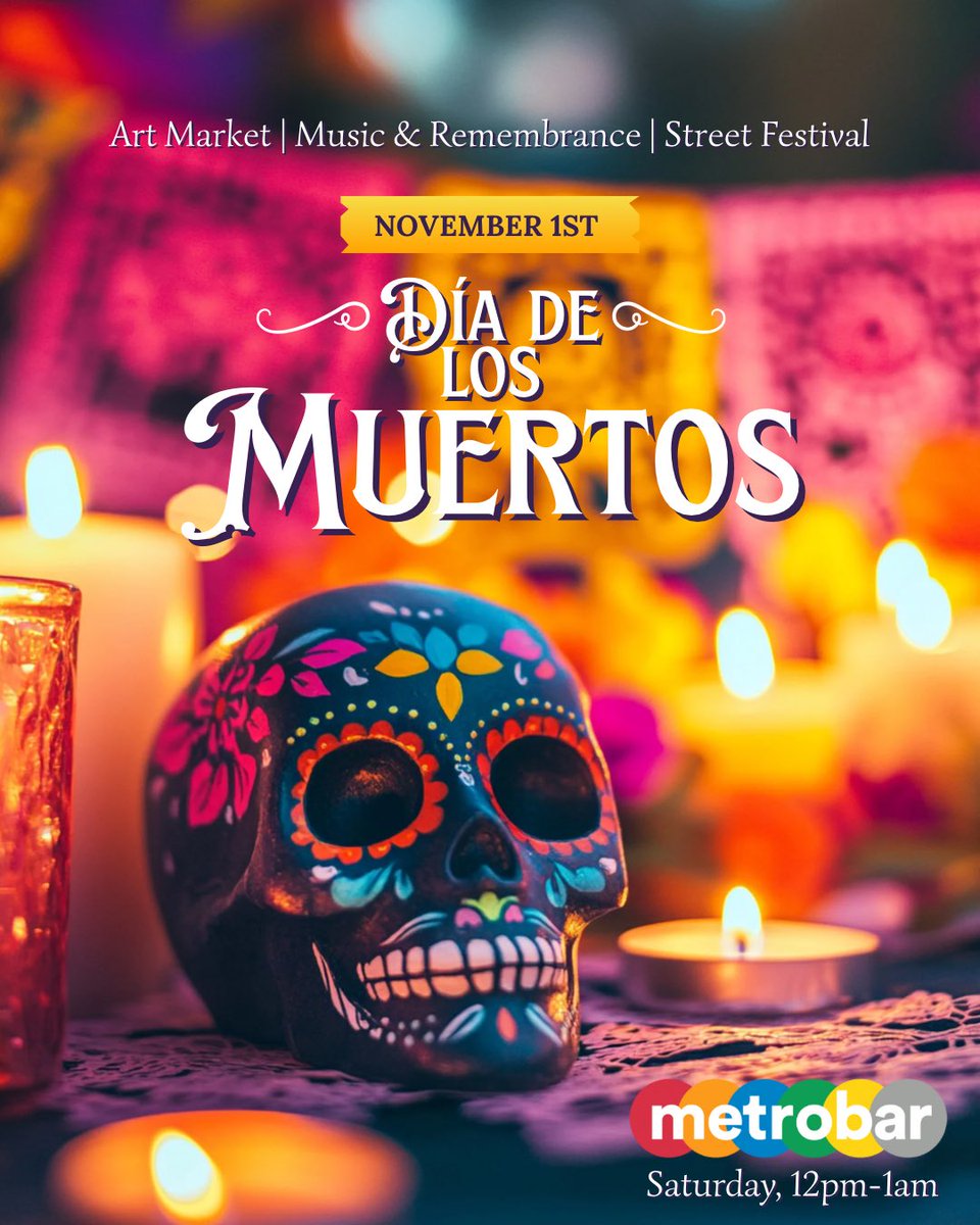 metrobardc's tweet image. Celebrate Día de los Muertos at #metrobardc all day Sat 12PM-1AM at our Skulls &amp;amp; Strokes @ArtbaeOnline Market 🎨 and Goza Fotos y Recuerdos 🎶 celebrations plus Bryant Street Día de los Muertos Festival 💀, w/ Specialty Cocktails 🍹, Taqueria Habanero 🌮 , and Community altar 🕯️!