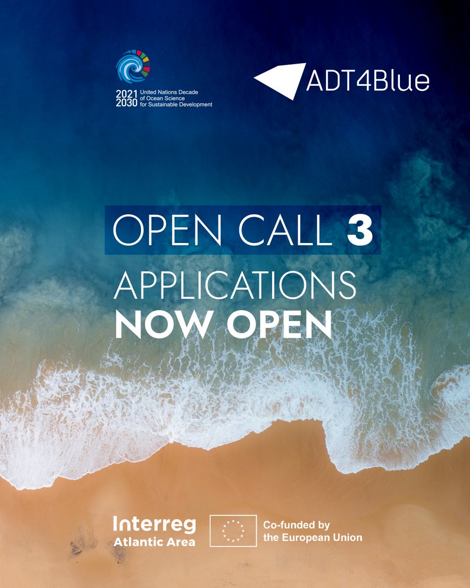 Submit your proposal through the F6S platform: lnkd.in/d9vk6iGW #ADT4BlueOC3 
#BlueEconomy #interregatlantic #AtlanticArea #SustainableInnovation #Startups #Mentoring #OpenCall #DigitalTechnologie