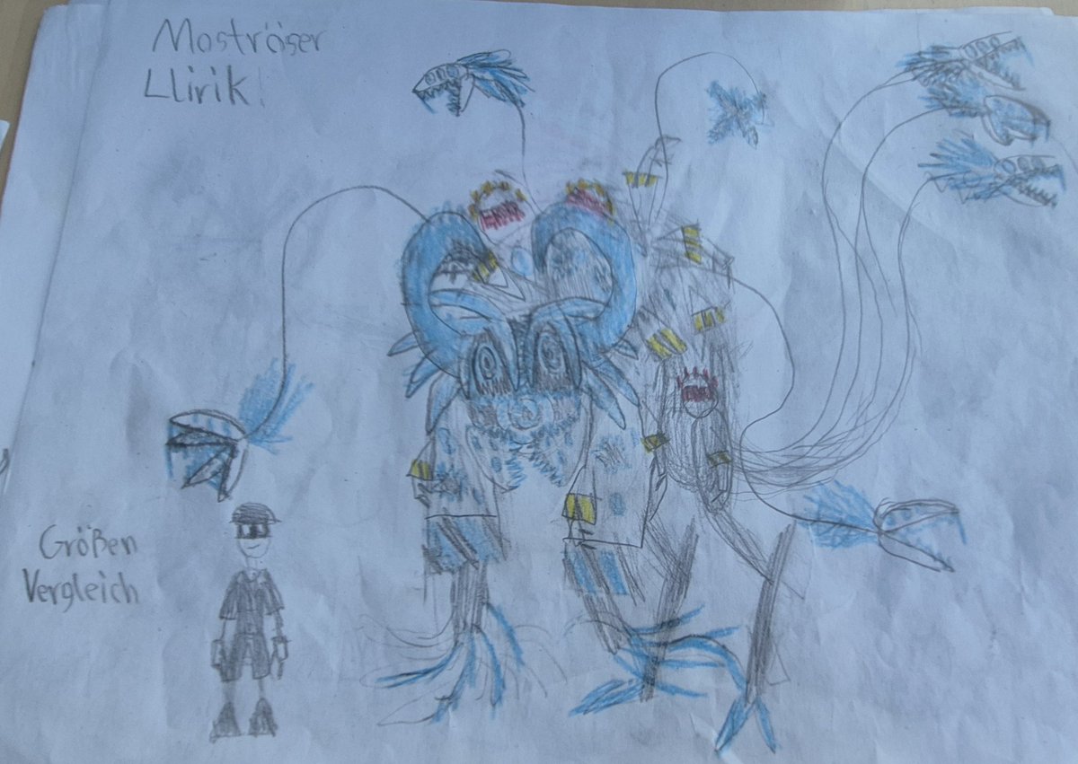 DummiselFan's tweet image. Happy Helloween!
Das ist Llirik der Verschlinger oder Monströser Llirik. Sein Körper besteht fast aus Demontagedrohnenkörper.
Jede Demontagedrohnen in seiner nähe wird verschlungen oder mit ihm verschmolzen. Das andere Bild ist die ursprüngliche Skizze.