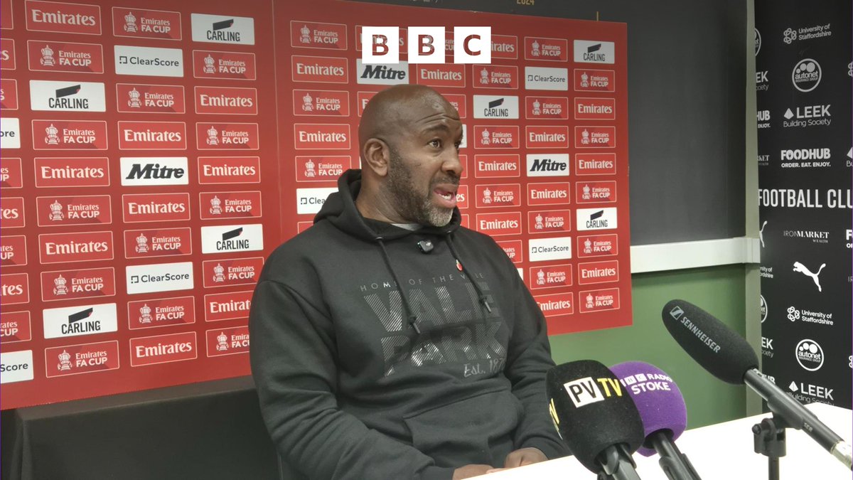 BBCStokeSport's tweet photo. Moore: 'We've sent a scout down and watched video footage'

Port Vale manager Darren Moore on the visit of Maldon &amp; Tiptree in the FA Cup.

Listen here: https://t.co/QKuFzlpyz8 https://t.co/VUWmPnbanR