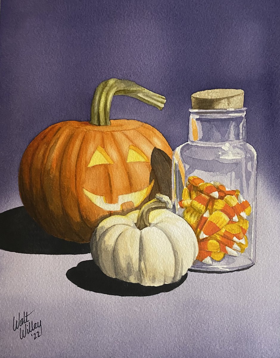 HAPPY HALLOWEEN! Here's a little sculpture I did for our house for the season (Sculpey and acrylic paint). It's "Audrey II's" (from Little Shop of Horrors) little cousin, "Nipper!" And a couple Halloween-themed paintings from the past...
Enjoy your Halloween! Have fun! Stay safe!