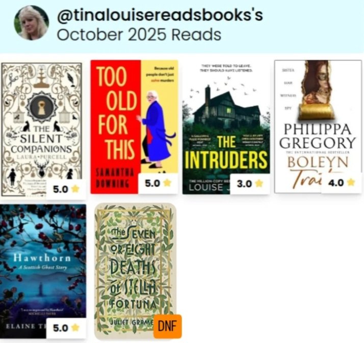 Tinalouisereads's tweet photo. October Wrap Up. A good reading month but had 1 DNF #octoberwrapup #booktwt #booktwitter https://t.co/QHt1e7ukak