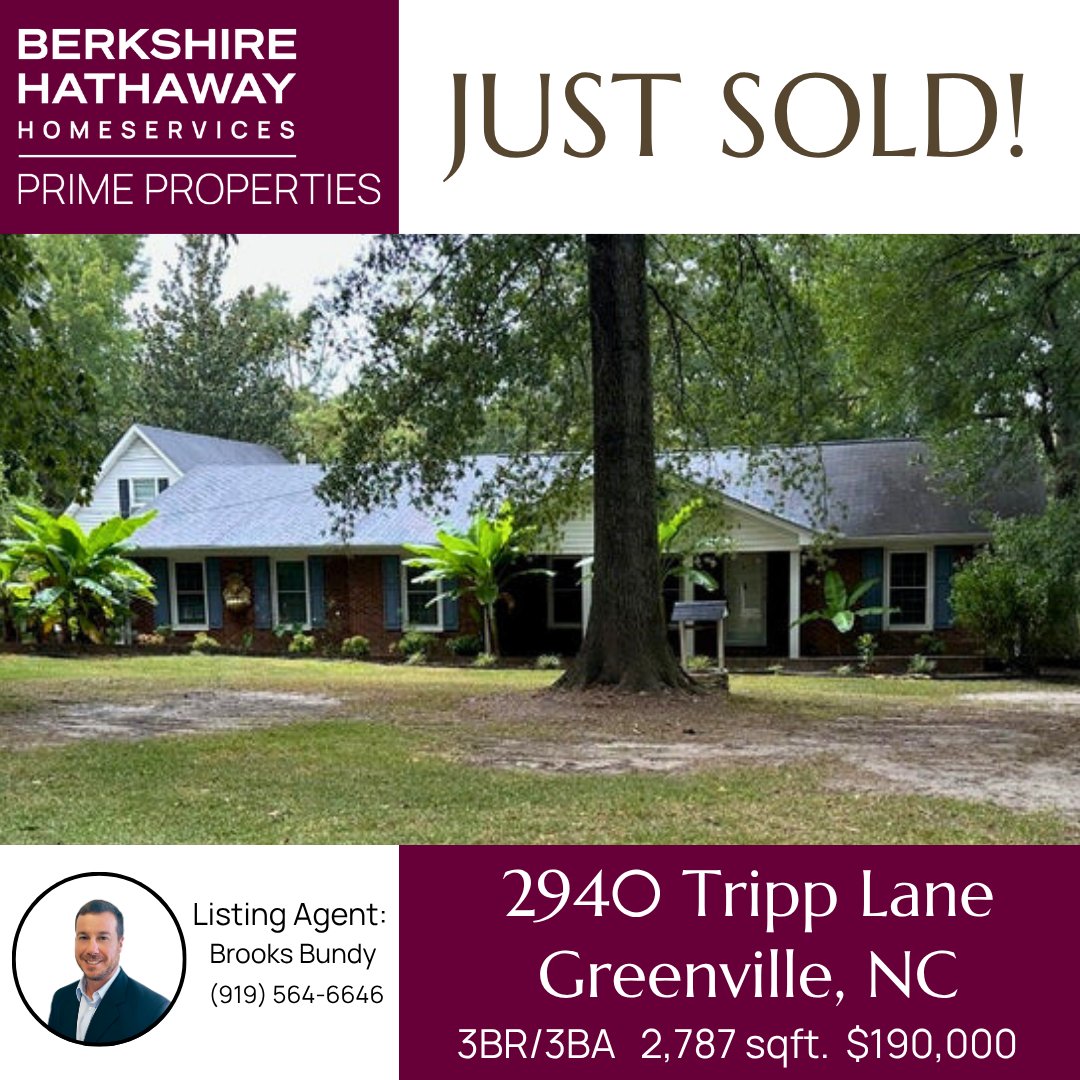 BHHSPP's tweet image. Congratulations to Brooks Bundy with Bundy Realty Group on getting this beautiful home SOLD! Your dedication and hard work continue to make home buyers happy every day!
See what it means to work with a Forever Agent™. 252.321.1990
#bhhspp #berkshirehathawayhomeservices