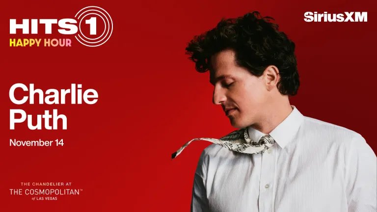 .<a href="/charlieputh/">Charlie Puth</a> will be performing at SiriusXM Hits 1 Happy Hour hosted by <a href="/MorningMashUp/">The Morning Mash Up</a> at The Chandelier at The Cosmopolitan in Las Vegas on November 14.
