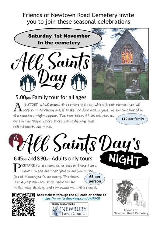 DrMegThomas's tweet photo. Tomorrow is All Saints' Day. We honour, celebrate and remember our Dead.  Join us to learn about them, have spooky fun and partake of mulled fruit juice or wine.  Please join us #history #allsaintsday #graveyard https://t.co/6E3TpTrIEx