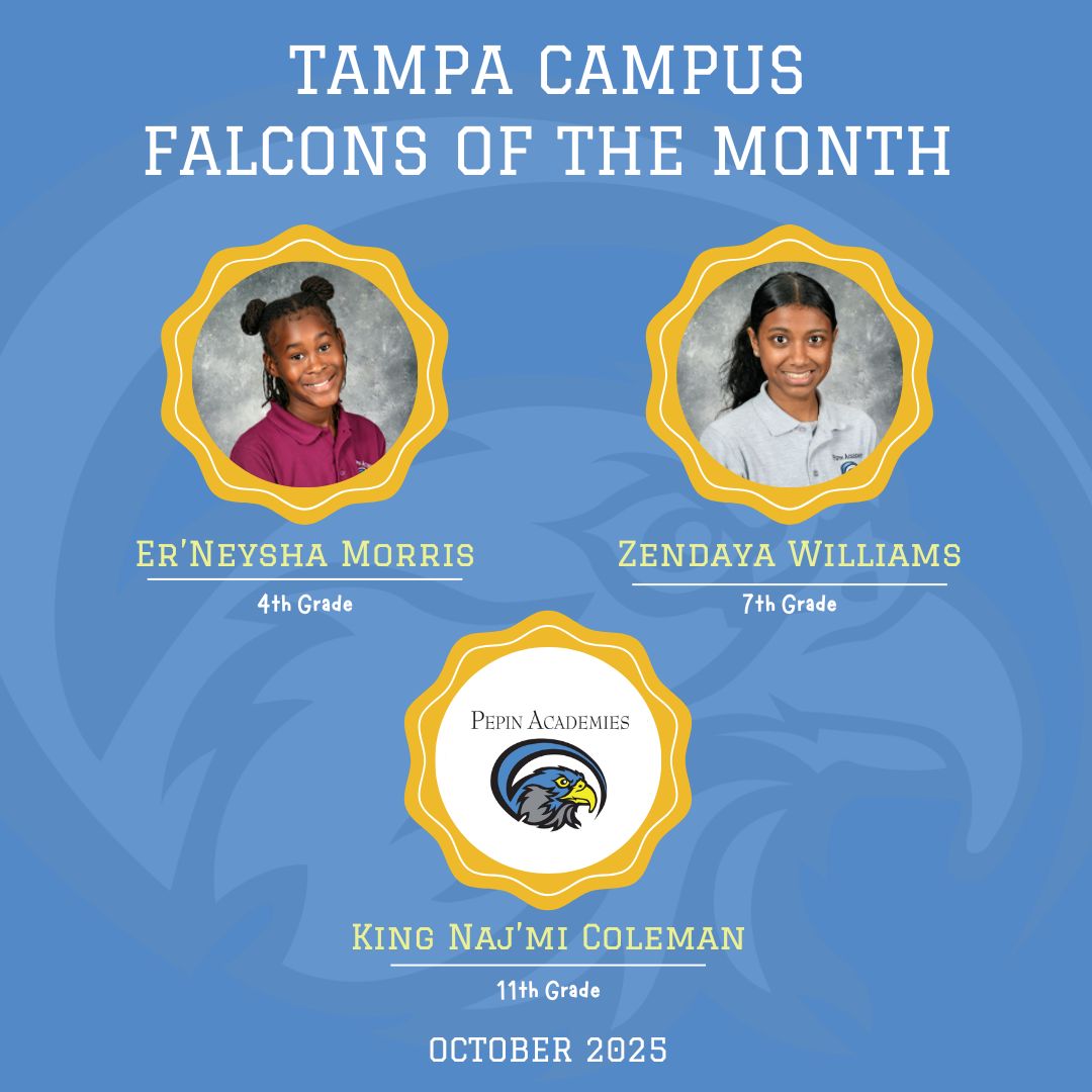 Congratulations to Our October Falcons of the Month! 
No tricks, just treats! These incredible students have shown outstanding dedication, creativity, and school spirit. Your hard work and positive attitude make our Falcon family proud!
#FalconsOfTheMonth #PepinPride
