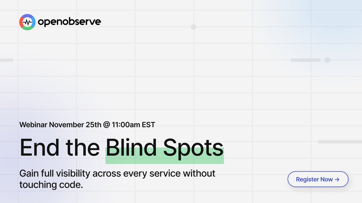 OpenObserve's tweet image. Poor visibility leads to chaos.

See how auto-instrumentation with OpenTelemetry + OpenObserve gives you full visibility instantly.

🗓 Nov 25 | 11 AM ET
🔗 Register Now openobserve.ai/webinars-video…

#OpenObserve #OpenTelemetry #DevOps #Observability #Tracing