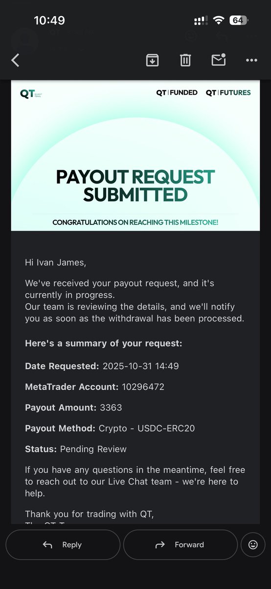 My 3rd payout request to <a href="/QtFunded/">QT | FUNDED</a> 

they always deliver.

Much love, <a href="/AlexQuantTekel/">Alex</a> 💚