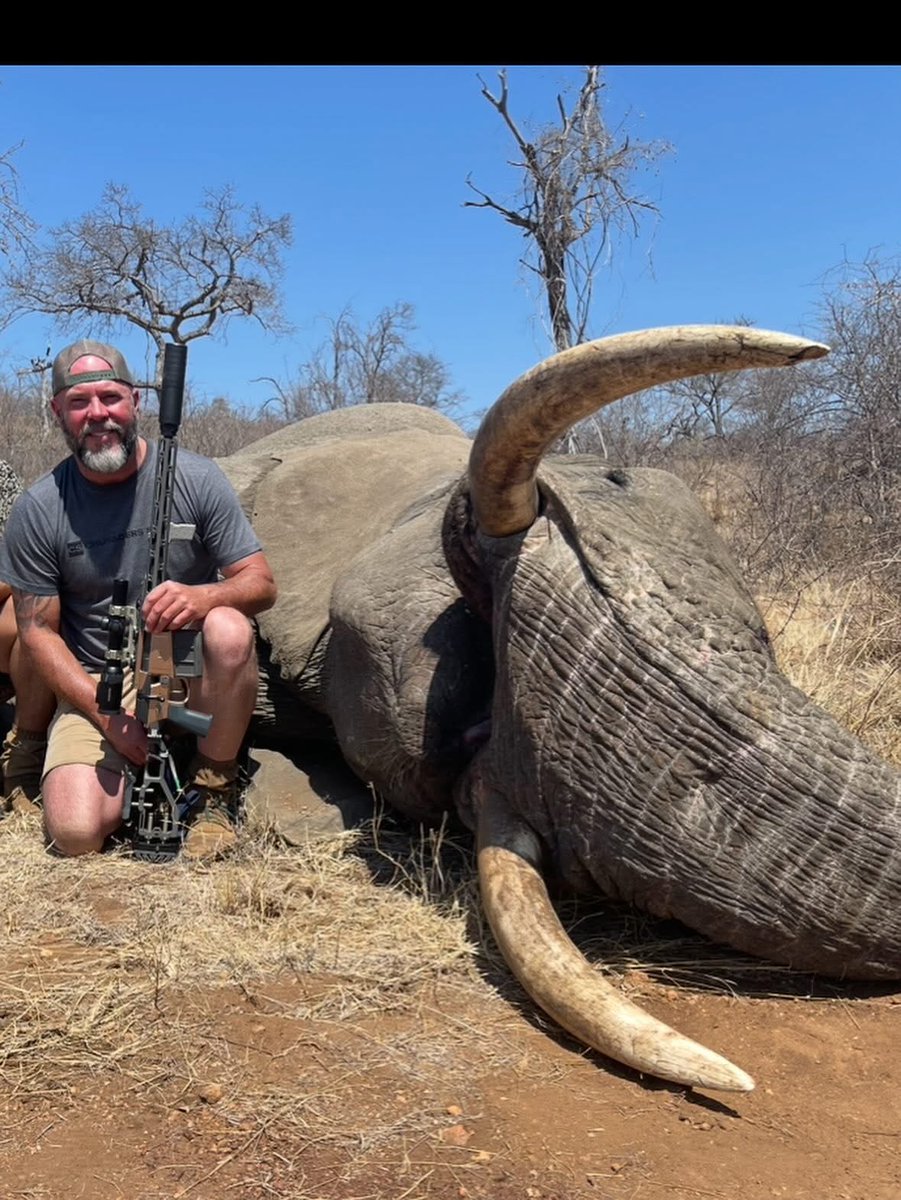 nasrene41's tweet image. #ExposeTrophyHunting We started counting how many animals he has killed but after 30 we gave up.
KEVIN BRITTINGHAM, Georgia founder of Q an arms manufacture with the elephant he hunted in Zambia courtesy of Crusader Safaris.