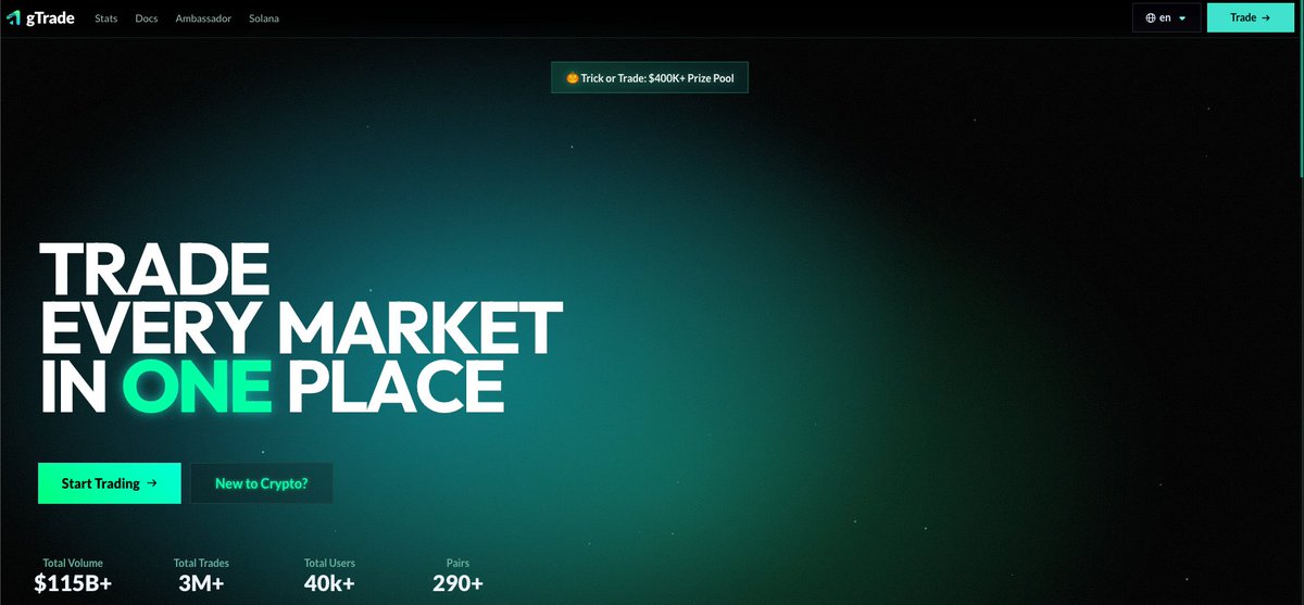alecTrading's tweet image. $400k @GainsNetwork_io competition continues. 

- 19 days left to etch your name on the leaderboard 
- trade on Arbitrum or Solana 
- utilize 300+ markets (crypto, forex, commodities, indices) 
- zero spreads on majors and DEGEN markets 
- scamwick protection…