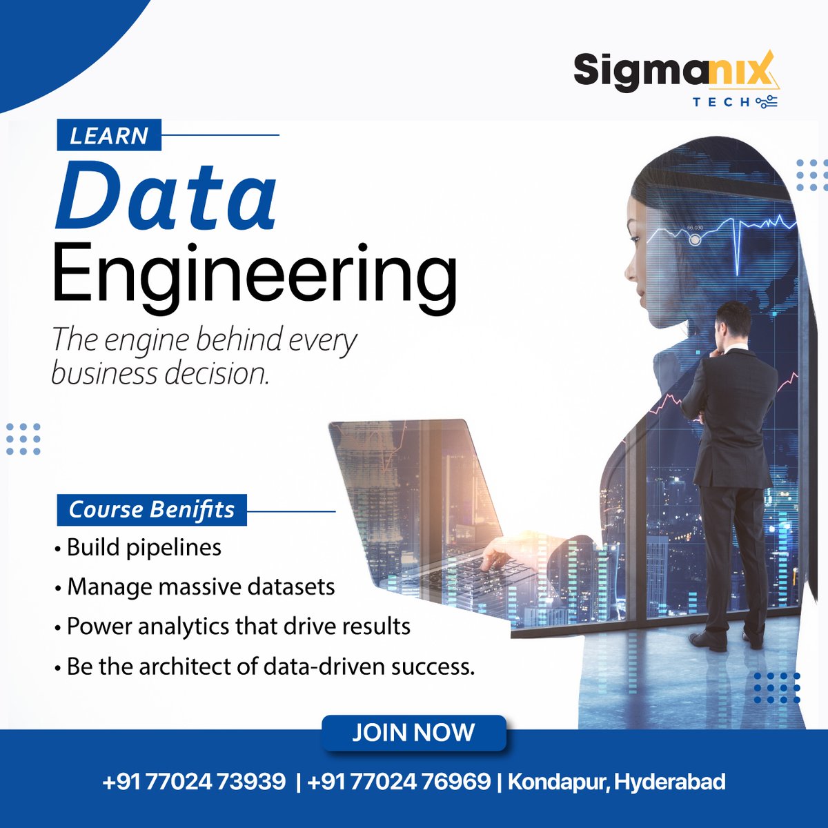 sigmanixtech's tweet image. Behind every smart decision is a powerful data engine — and you can be the one who builds it.🚀
Learn to design pipelines, manage complex data systems, and fuel business intelligence with precision. 

👉 Enroll today and start engineering the future!

Contact Us @ 7702473939