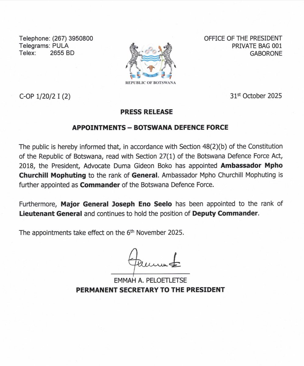 BWGovernment's tweet photo. PRESS RELEASE https://t.co/bSQX6uof86