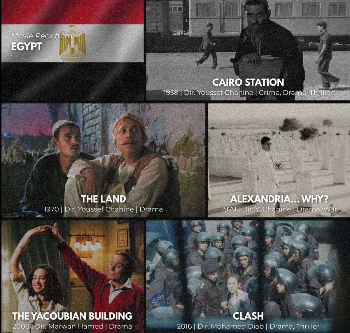 ودك تدخل عالم السينما المصرية؟
هذي بعض الأفلام المميزة اللي ممكن تعتبرها بوابتك لهالعالم:

ليش السينما المصرية؟
لأنها تملك تاريخًا عريقًا مليئًا بالتنوّع والتجارب الناضجة بعكس الصورة السائدة عنها كأعمال متكررة أو سطحية، صنعت لنفسها عمقًا وغنى وهوية فريدة تستحق أن تُكتشف من جديد.