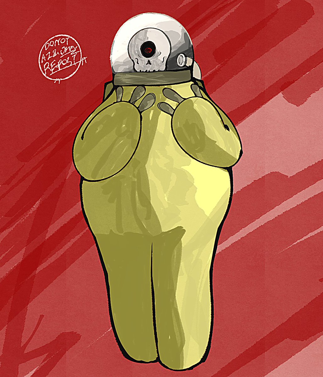 DHMluckyman's tweet photo. #人外版深夜の真剣お絵描き60分一本勝負 
「スケルトン」

異星人のスケルトンですわよ🥰 https://t.co/eqi6GSRSMK