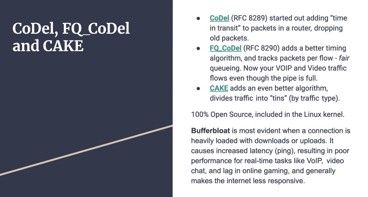 LibreQoS's tweet image. Here are the kick-off slides from the panel with a lot of good reading about #bufferbloat, #latency, #jitter, #bandwidht and more:

docs.google.com/presentation/d…