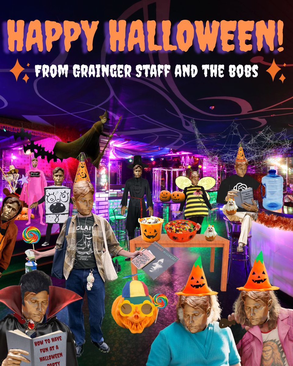 graingerlibrary's tweet image. Happy Halloween from Grainger Staff and the Bobs! We hope you have a fun and safe holiday! 🎃 🍂
