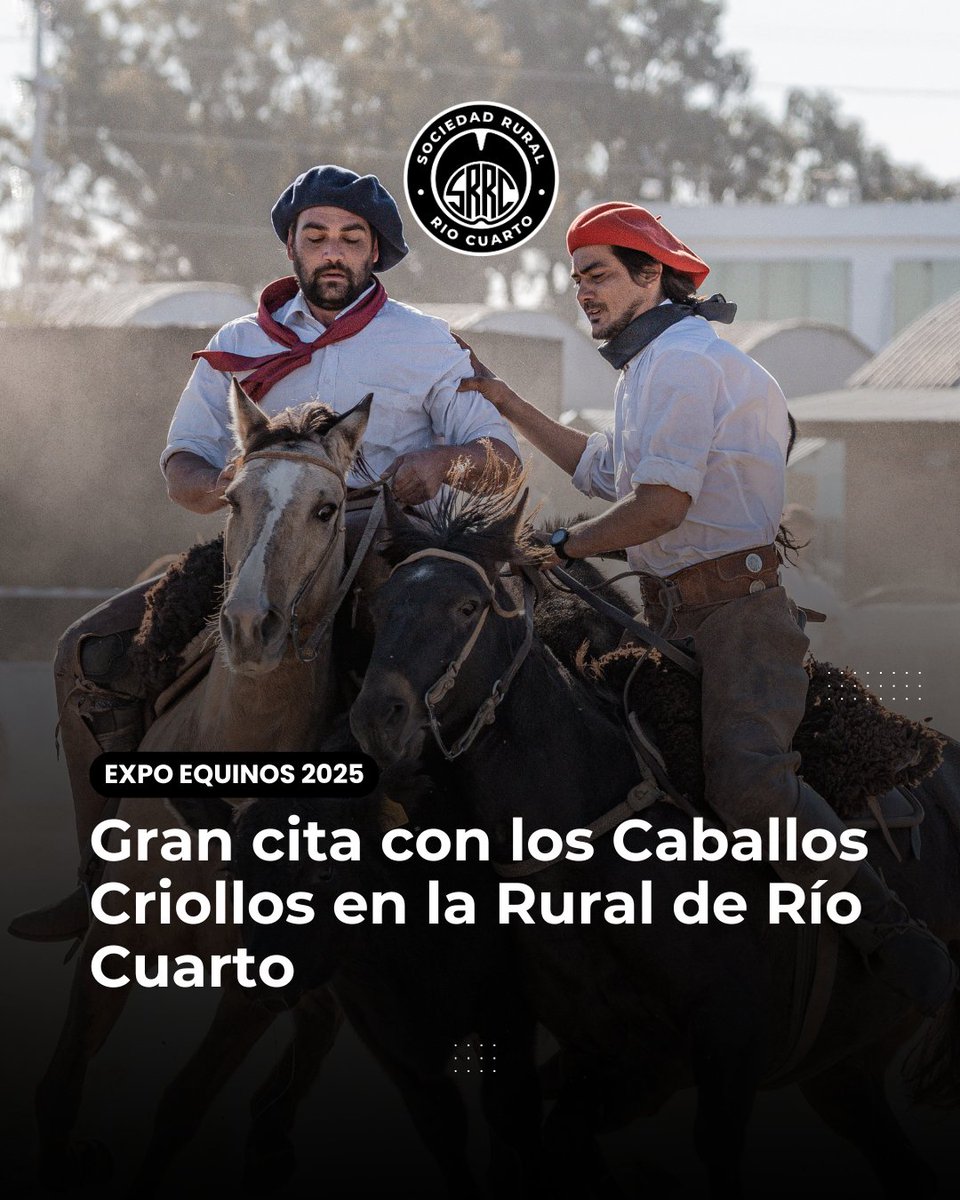 🐎✨ Todo listo para vivir una gran cita con los Caballos Criollos en la Rural de Río Cuarto.

Del 30 de octubre al 2 de noviembre, el predio recibe a criadores, jinetes y familias de todo el país en una de las exposiciones más importantes del año: la Expo B de Caballos Criollos.
