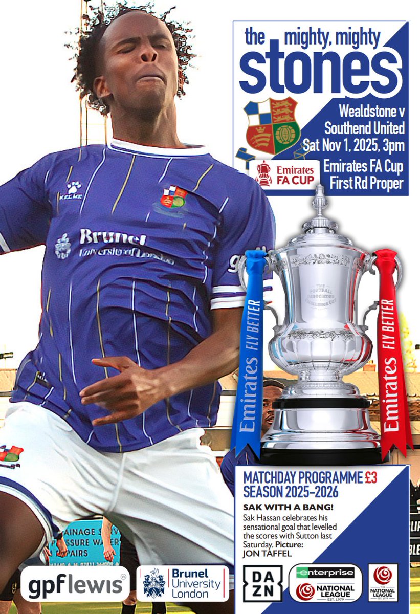 Cup Fever? 🏆 Here is  tomorrow's <a href="/WealdstoneFC/">Wealdstone FC</a> v <a href="/SUFCRootsHall/">Southend United FC</a> Programme cover.. please buy one
