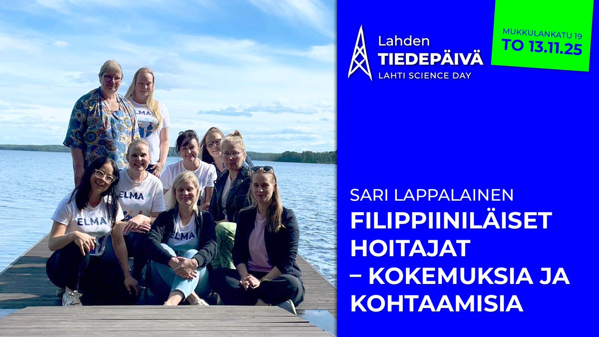 "Filippiiniläisten hoitajien kokemukset sopeutumisesta ja integroitumisesta suomalaiseen työelämään tarjoaa arvokasta tietoa työelämän monikulttuuristumisen haasteisiin."
lahdentiedepaiva.fi

#LahdenTiedepäivä #lahtionkorkeakoulukaupunki #tiedekuuluukaikille #LahtiScienceDay