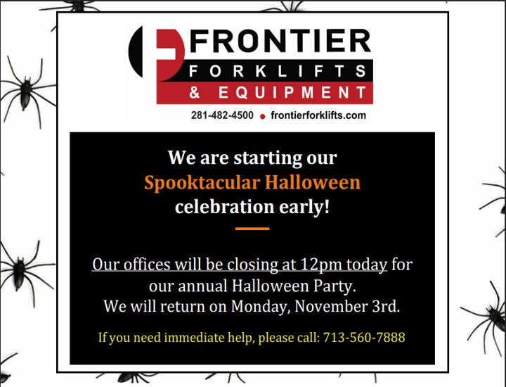 frontierfork's tweet image. Happy Halloween from Frontier Forklifts!