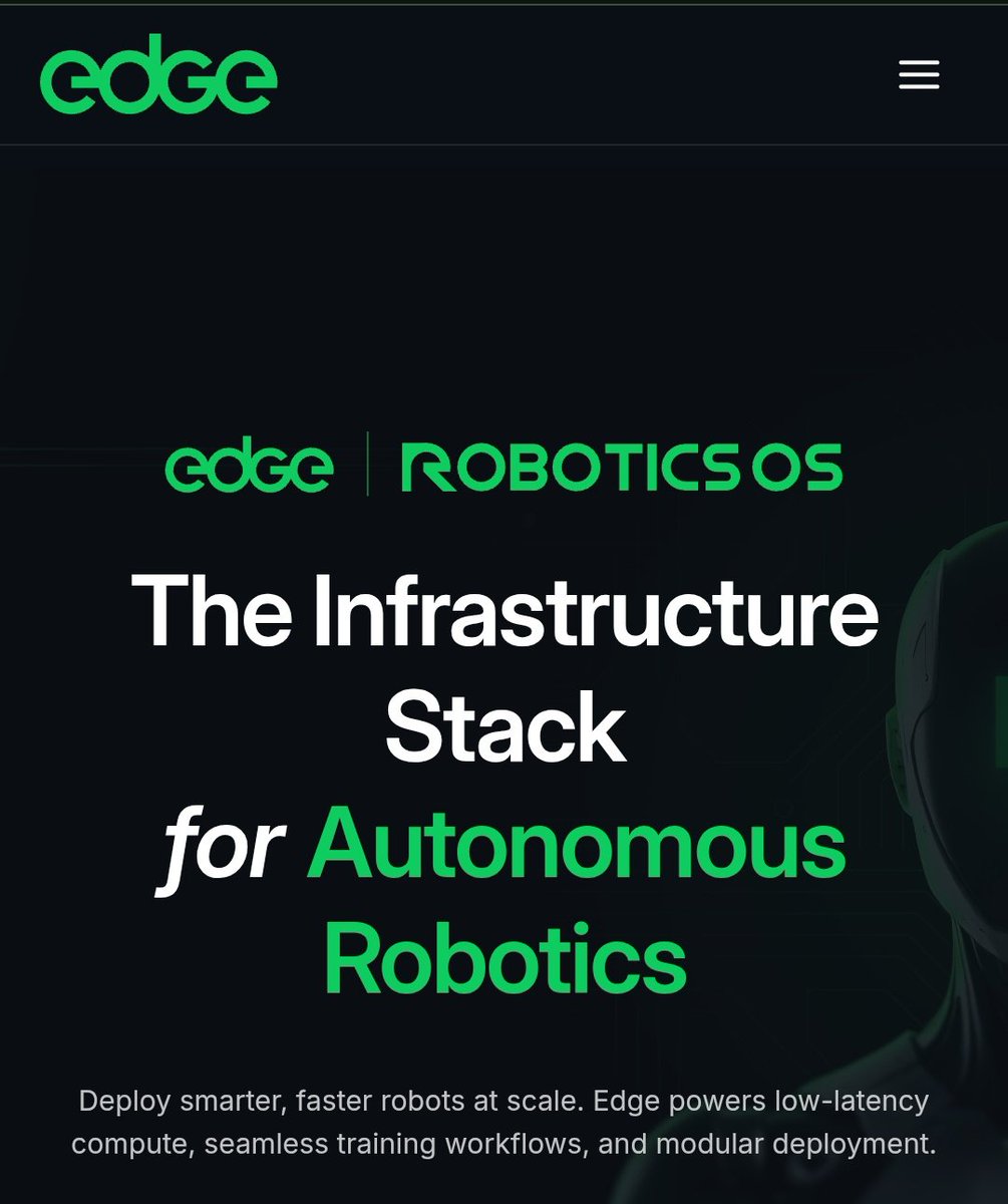 Dinata___'s tweet image. Robotics is entering a new era — and @EdgeNetwork is building the infrastructure behind it.
Introducing Robotics OS powered by $EDGE, the foundation for autonomous robotics that’s smarter, faster, and truly decentralized. ⚙️🤖
#EdgeNetwork