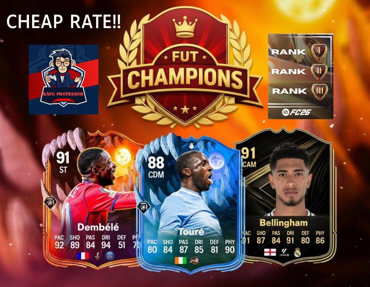 EAFC_PROFESSOR's tweet image. Looking for Reliable FC 26 Champs and Rivals Services at a Cheap Price? 🏆🏅

DM your custom order 📩📩📩

4 slots already booked

Limited Slots Available ⚡⚡⚡

Prices are negotiable based on your budget and desired Rank ❤

#FC26 #EAFC #FIFA #EAFC26 #CHAMPS #RIVALS #BOOSTING…