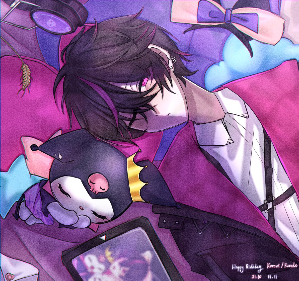 クロードくんお誕生日おめでとう！
遅ればせながら、クロミちゃんお誕生日おめでとう！

🎁🎈🎂💜

#クロード誕生祭2025
#Fragari_Art