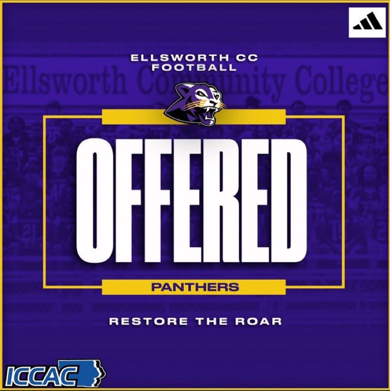 I’m happy to announce I just received my second offer!! <a href="/Ellsworth_CC_FB/">Ellsworth CC Panther Football</a> <a href="/Coach_LopezECC/">Nick Lopez</a> #AGTG