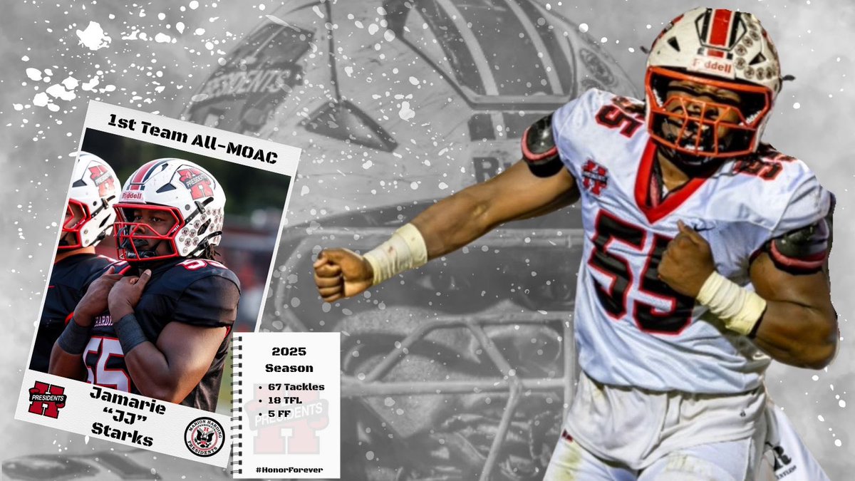 Congratulations to JJ Starks on being named All MOAC 1st Team after starting at Nose and LT. JJ dominated at Nose all season drawing double teams and triple teams weekly. On offense he dominated in pass protection and creating run lanes for our backs! 

#DTR #HonorForever