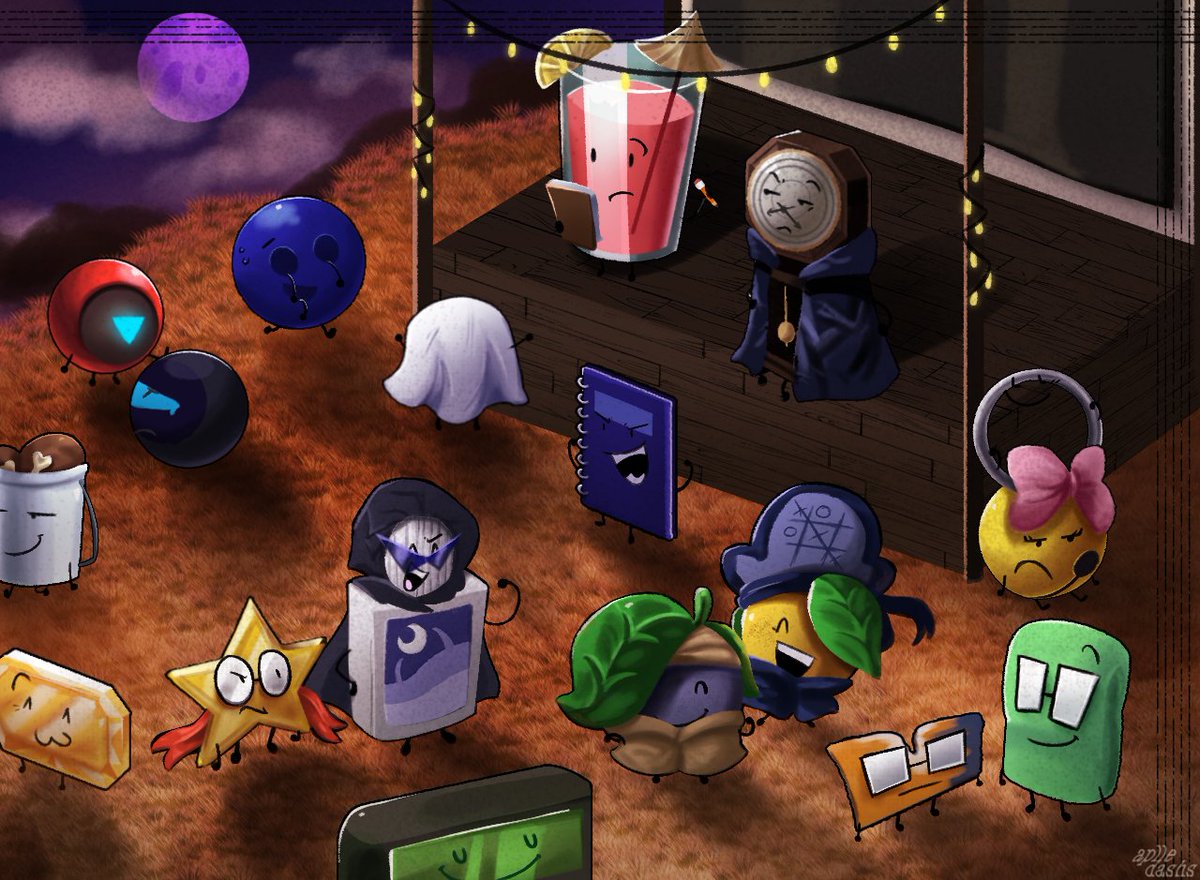 Aplledash's tweet image. happy Halloween guyss #villageofobjects