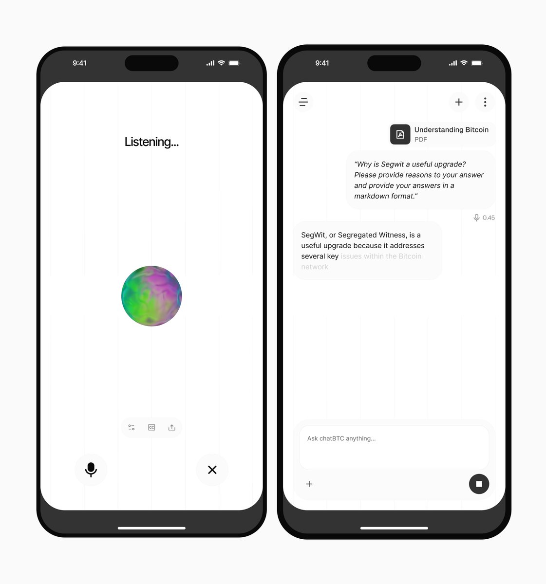 thetimileyin's tweet image. chat Interface for chatBTC✨💫

#bitcoindesign
