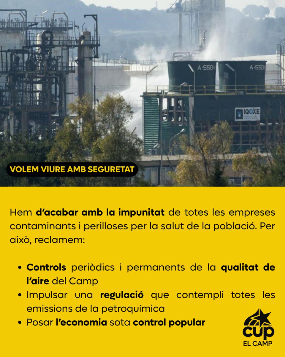 🏭Cal acabar amb la impunitat de les empreses contaminants i perilloses: més regulació, més control i que els beneficis econòmics no passin per sobre de la vida de la població i les treballadores!