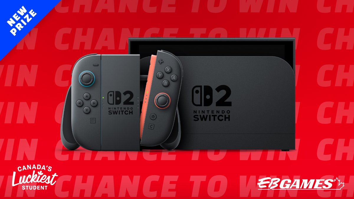 StudentLifeNet's tweet image. Itching for a Switch 2? Upgrade how you play with our newest giveaway! 🎮

Level up your downtime by entering now for a chance to win a Nintendo Switch 2 Prize Bundle from EB Games—only in Canada’s Luckiest Student: studentlifenetwork.55rush.com/cls2026?ref=sl…