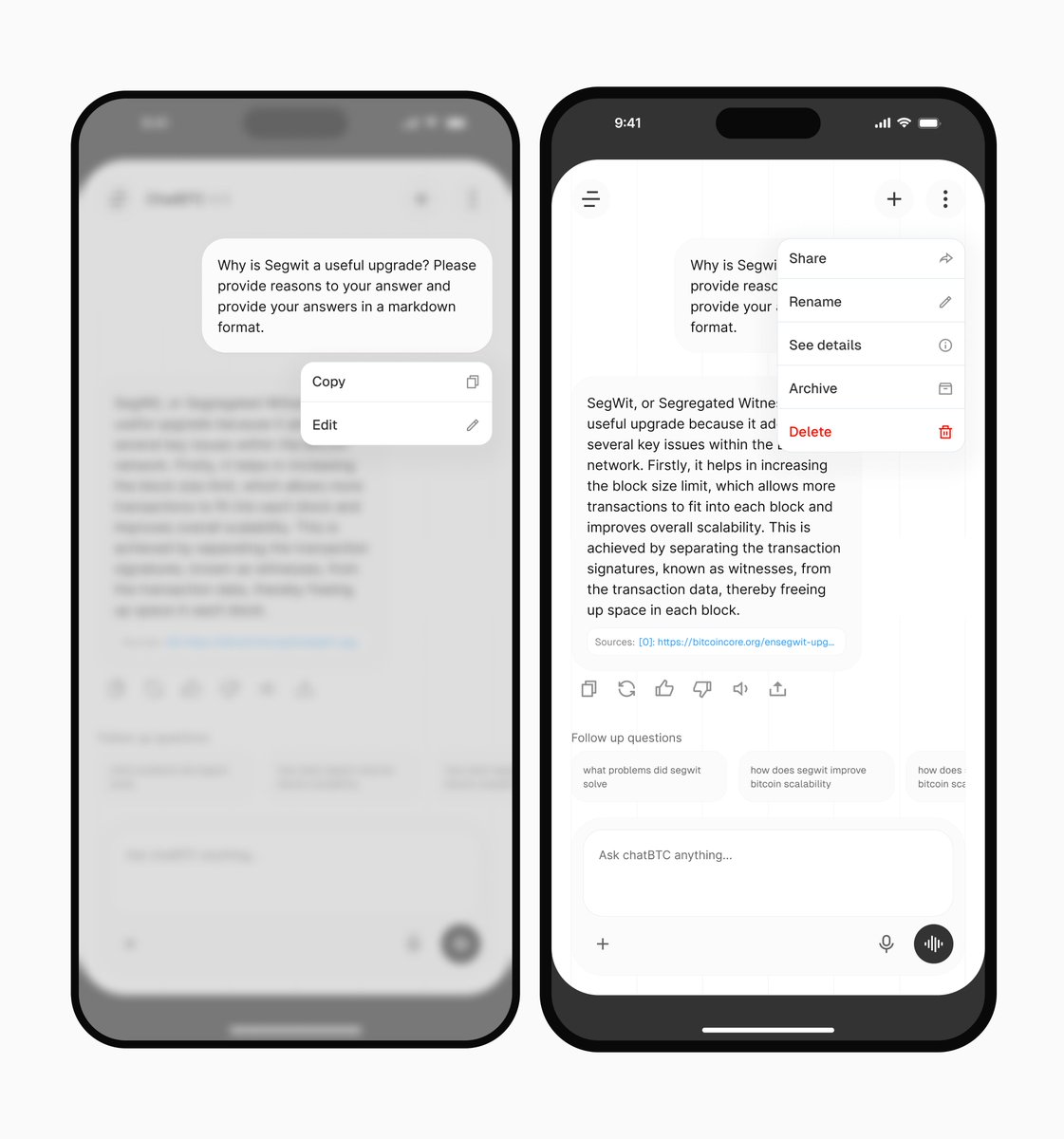 thetimileyin's tweet image. chat Interface for chatBTC✨💫

#bitcoindesign