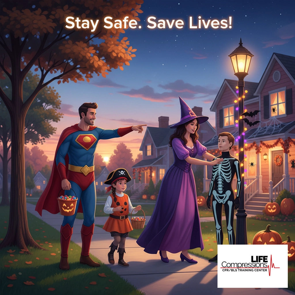 LifeCompression's tweet image. Halloween = treats, not tricks! Watch for choking hazards &amp;amp; keep an eye on little goblins. Learn CPR: your quick action can save a life. Stay safe &amp;amp; spooky! 🟠🖤 #HalloweenSafety #CPR #ChokingPrevention #FamilyFirst #TrickOrTreat