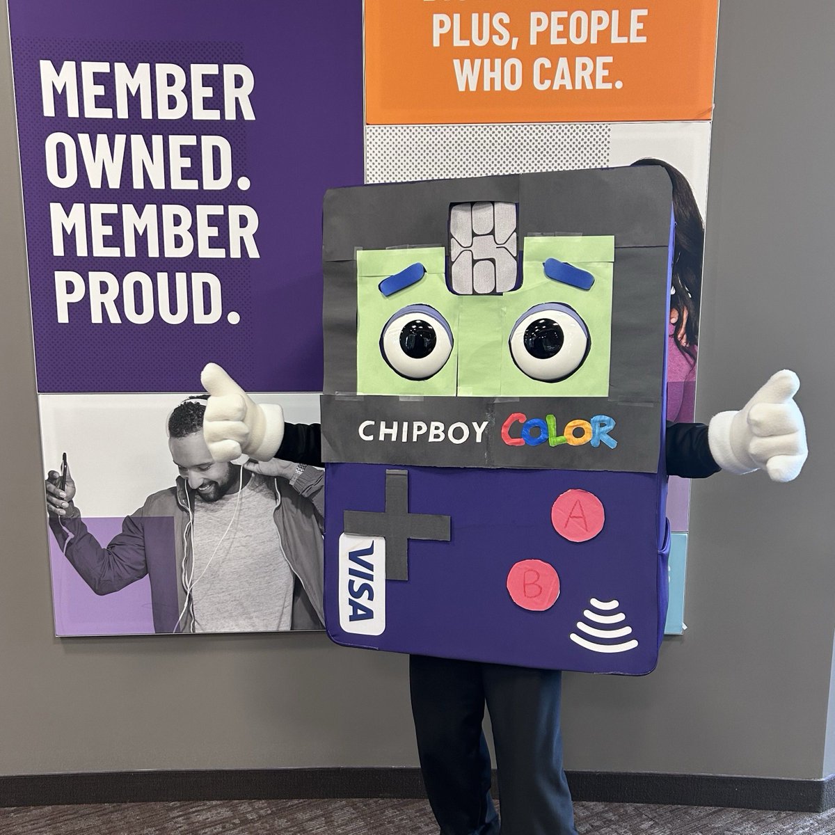 Help! Chip can't decide what to wear for Halloween this year. What do you think?

Let us know in the comments what your favorite is!
🟣 Chip's Chips Vending Machine
🟣 Affinity Plus President and CEO Dave Larson
🟣 Cousin IT
🟣 Chip Boy Color